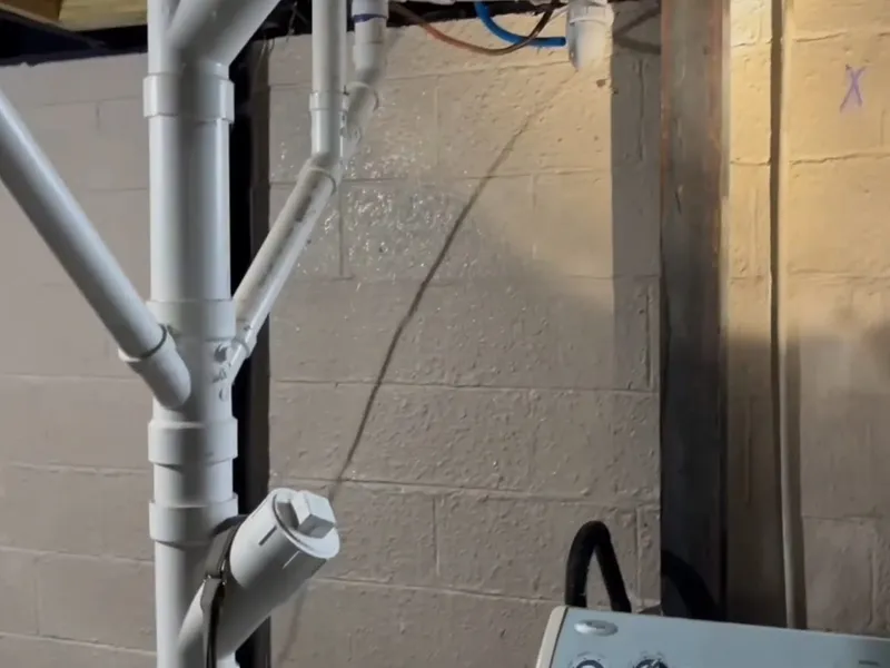 Frozen pipe repair area with insulation or thawing work for Winter-split copper pipe