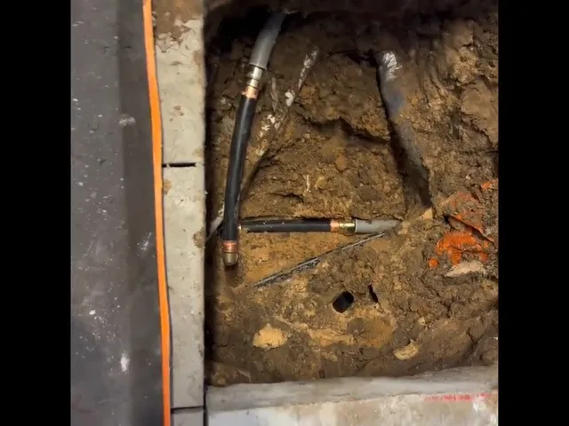 Sewer pipe, trench, cleanout, or cast iron repair area for Sewer Line Replacement