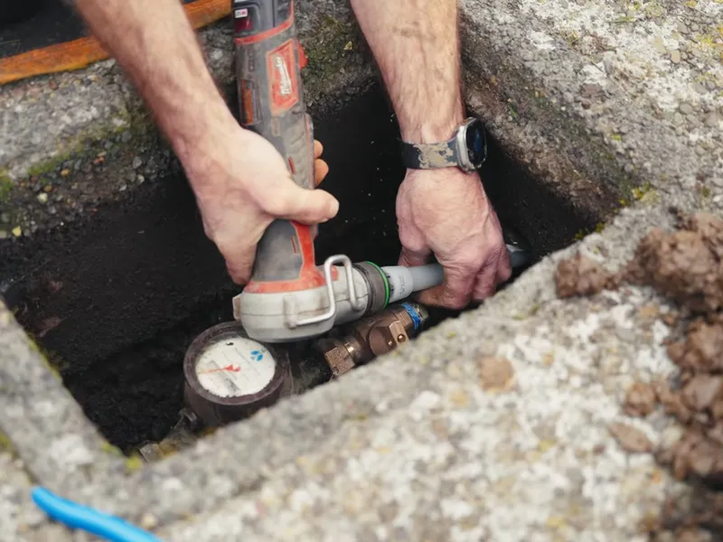 Sewer pipe, trench, cleanout, or cast iron repair area for Roots found in a sewer lateral