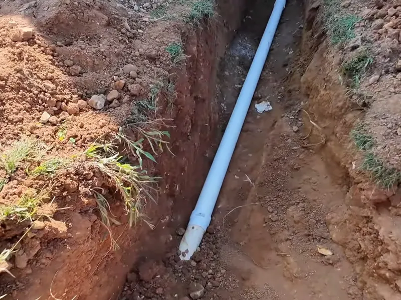 Sewer pipe, trench, cleanout, or cast iron repair area for Trenchless access pit