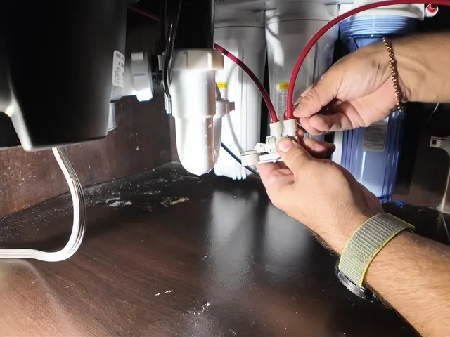 Under-sink reverse osmosis filters and tubing for Water Filtration Installation