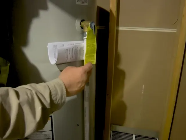 Tank water heater and plumbing connections for Bradbury Ranch