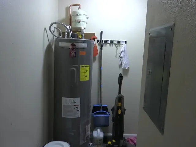 Tank water heater and plumbing connections for The Pinery