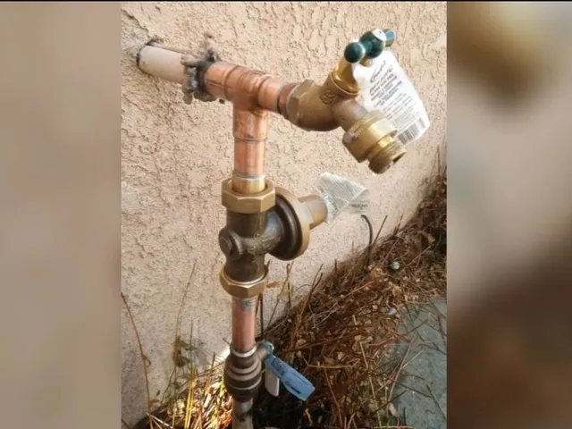 Tank water heater and plumbing connections for Saddlebrook