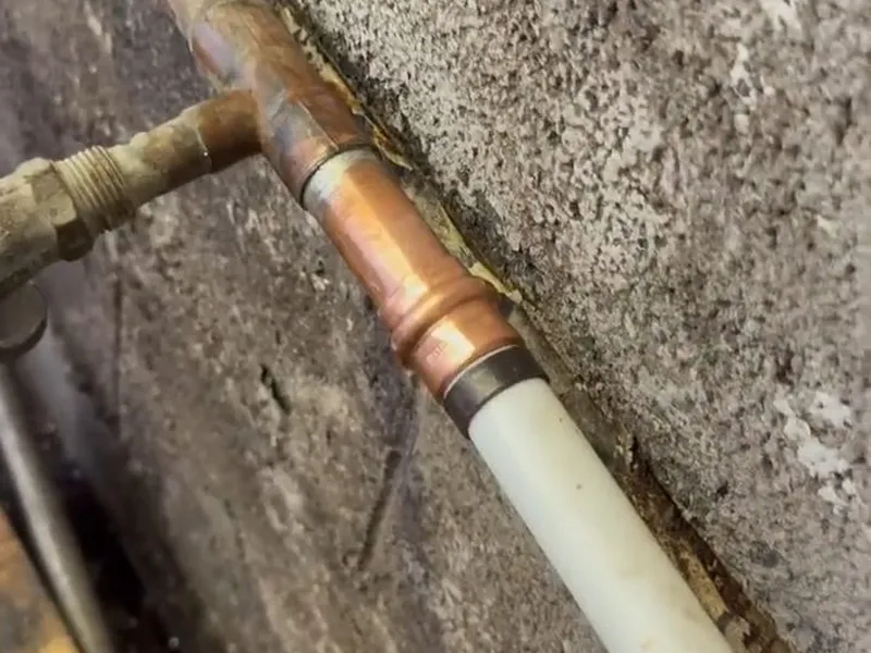 Underground water service line or exterior pipe repair for New service line pulled in