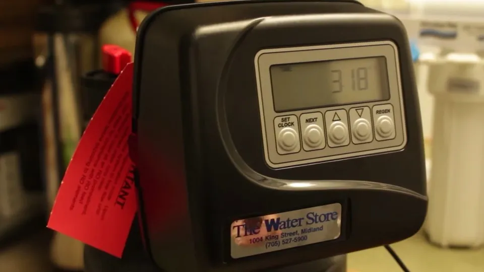 Water softener control head, tank, and brine components for Water softener in a Parker home