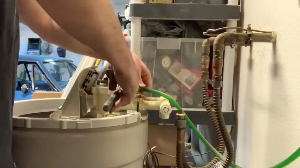 Water softener control head, tank, and brine components for Licensed plumber at a Cherry Hills Village equestrian property